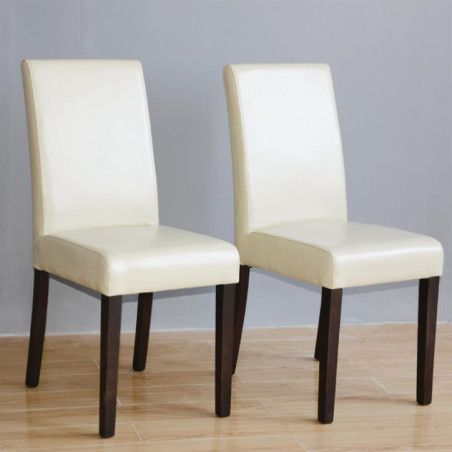 Chaises en simili cuir Bolero crème (Lot de 2)