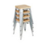 Tabourets bistro bas en acier avec assise en bois Bolero (lot de 4)