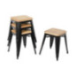 Tabourets bistro bas en acier noir avec assise en bois Bolero (lot de 4)