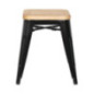 Tabourets bistro bas en acier noir avec assise en bois Bolero (lot de 4)