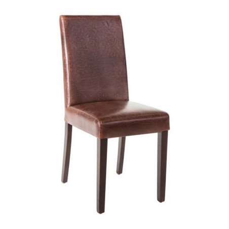 Chaise dossier haut en simili cuir Bolero marron foncé patiné x2