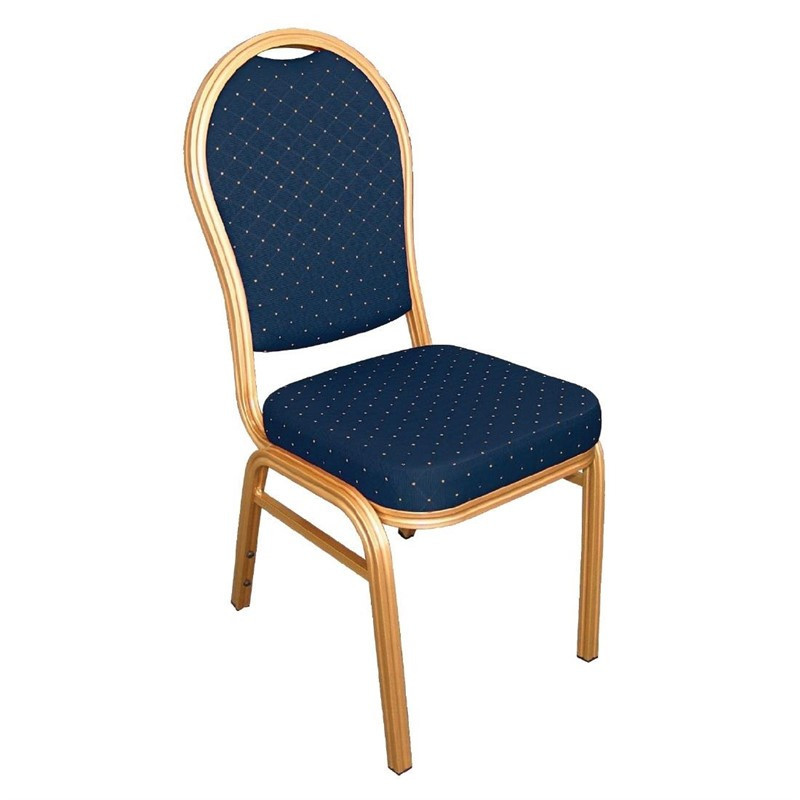 Chaises de banquet dossier arrondi Bolero bleues et dorées (lot de 4)