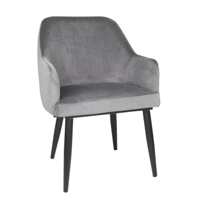 Chaises en velours Bolero Lia grises (lot de 2)