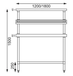 Grande table de préparation inox avec support bacs GN Vogue