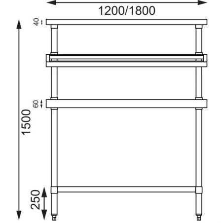 Grande table de préparation inox avec support bacs GN Vogue