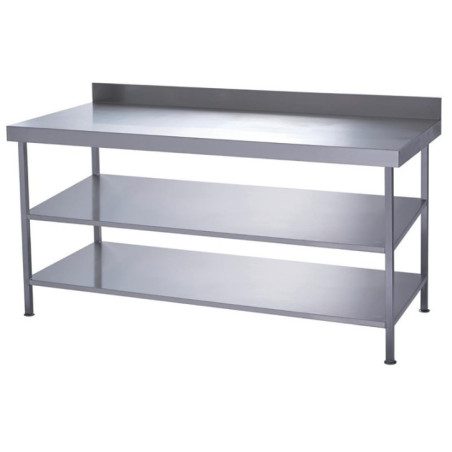 Table murale inox entièrement soudée avec 2 étagères inférieures Parry 1800x600mm