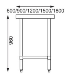 Table en acier inoxydable sans rebord Vogue 900 x 700mm