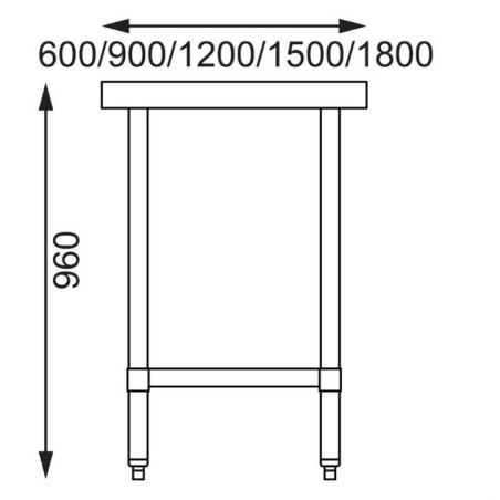 Table en acier inoxydable sans rebord Vogue 900 x 700mm