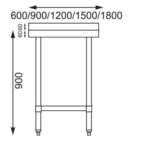 Table en acier inoxydable avec rebord Vogue 600 x 700mm