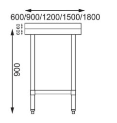 Table en acier inoxydable avec rebord Vogue 1800 x 700mm