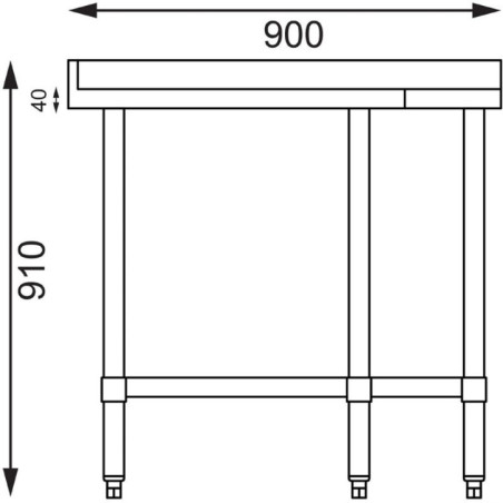 Table d'angle inox Vogue 700mm