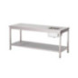 Table du chef inox avec bac à gauche et étagère basse Gastro M 1400 x 700 x 890mm