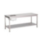 Table du chef inox avec bac à gauche et étagère basse Gastro M 1800 x 700 x 890mm