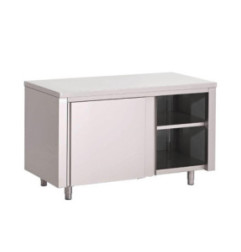 Table armoire inox avec portes coulissantes Gastro M 1000 x 700 x 875mm