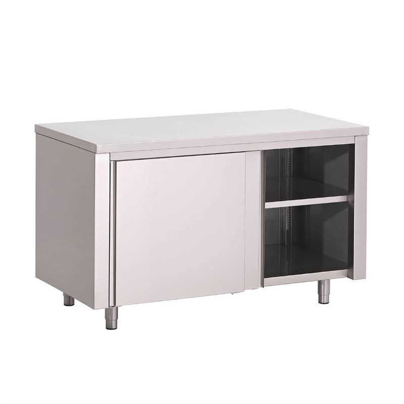 Table armoire inox avec portes coulissantes Gastro M 1000 x 700 x 875mm