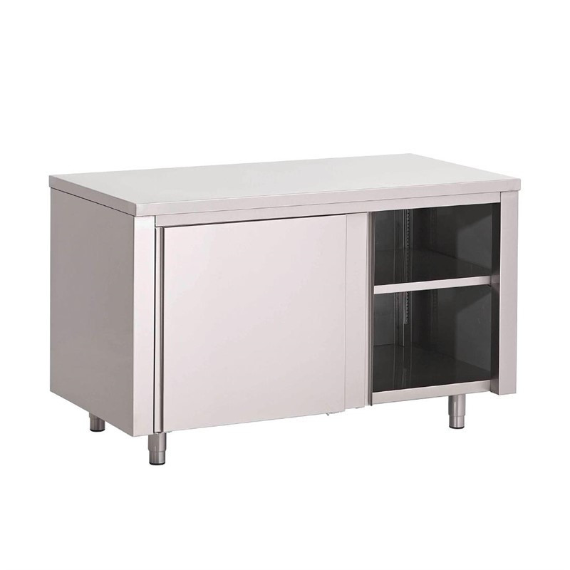 Table armoire inox avec portes coulissantes Gastro M 1500 x 700 x 875mm