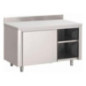 Table armoire inox avec portes coulissantes et dosseret Gastro M 1000 x 700 x 875mm