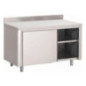 Table armoire inox avec portes coulissantes et dosseret Gastro M 1200 x 700 x 875mm