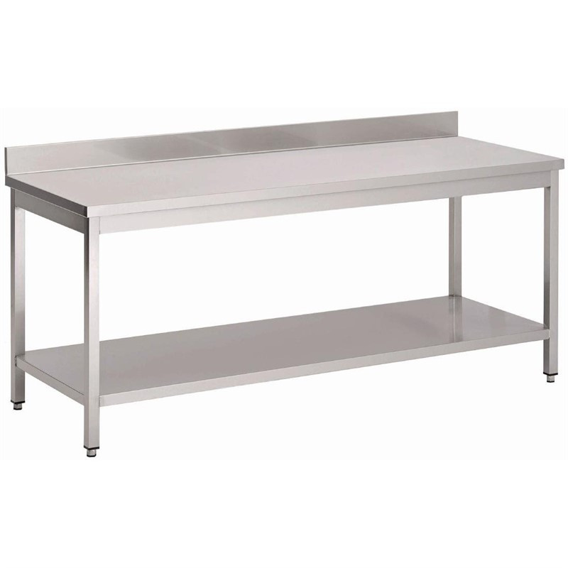 Table de préparation inox 304 avec étagère basse et dosseret Gastro M 89x120x70cm