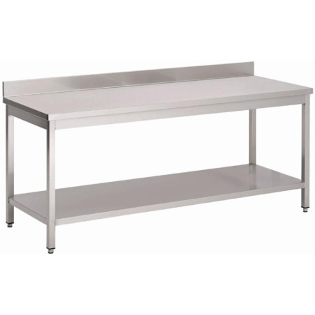 Table de préparation inox 304 avec étagère basse et dosseret Gastro M 89x140x70cm