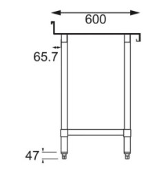 Table de préparation avec rebord en acier inoxydable Vogue 600 x 600mm