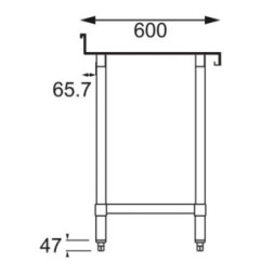 Table de préparation avec rebord en acier inoxydable Vogue 600 x 600mm