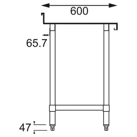 Table de préparation avec rebord en acier inoxydable Vogue 600 x 600mm