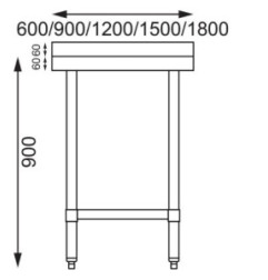 Table de préparation avec rebord en acier inoxydable Vogue 1800 x 600mm