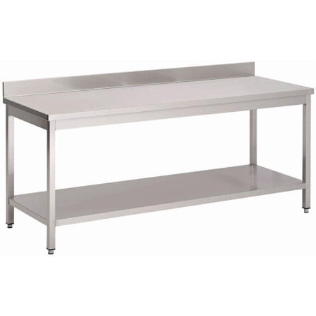 Table inox avec dosseret et étagère basse Gastro M 1000 x 600 x 880mm