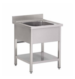 Plonge inox avec étagère basse Gastro M 1 bac 70 x 70 x 85 cm