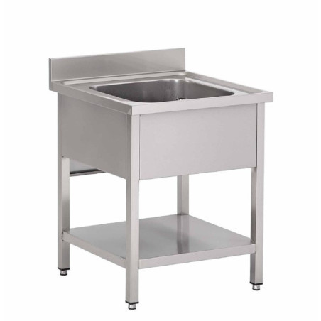 Plonge inox avec étagère basse Gastro M 1 bac 70 x 70 x 85 cm