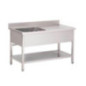 Plonge inox avec étagère basse Gastro M 1 bac à gauche 140 x 70 x 85 cm