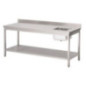 Table du chef avec bac à droite et dosseret Gastro M 850x1400x700mm