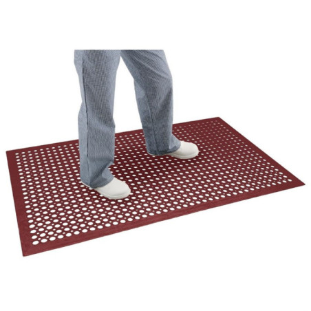 Tapis en caoutchouc antidérapant et antifatigue Jantex rouge 1500 x 900mm