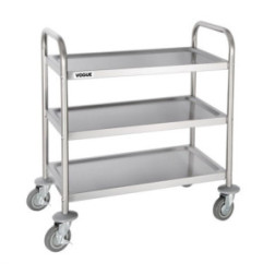 Chariot de débarrassage inox 3 niveaux petite taille Vogue