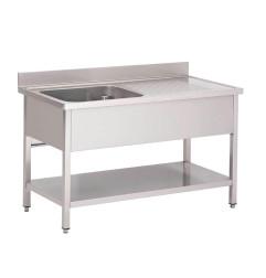 Plonge inox avec étagère basse Gastro M 1 bac à gauche 120 x 70 x 85 cm