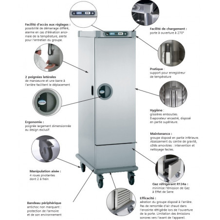 ROLL'FRESH Armoire de maintien en température liaison froide 15 niveaux GN1/1