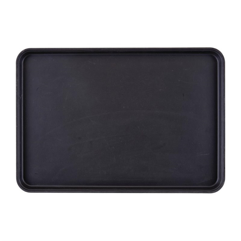 Plateau de service rectangulaire fibre de verre antidérapant Camtread Cambro noir 450x650mm (Lot de 6)