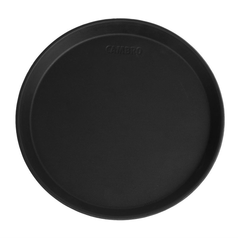 Plateau de service rond fibre de verre antidérapant Camtread Cambro noir 28 cm