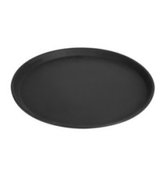 Plateau de service rond fibre de verre antidérapant Camtread Cambro noir 35,5 cm