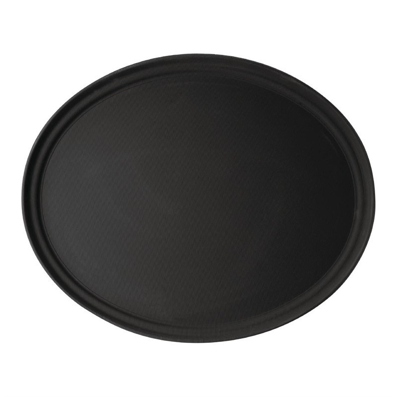 Plateau de service ovale fibre de verre antidérapant Camtread Cambro noir 60 cm