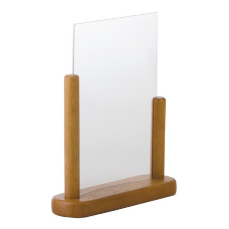 Porte-menu de table acrylique avec cadre en bois Securit teck A5