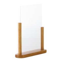 Porte-menu de table acrylique avec support en bois Securit teck A4