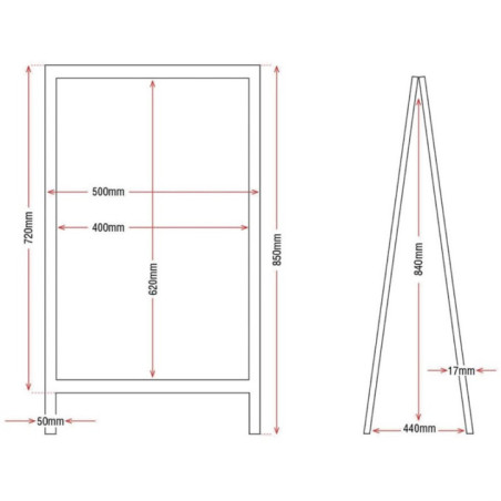 Panneau de trottoir Olympia cadre en bois 850 x 500mm