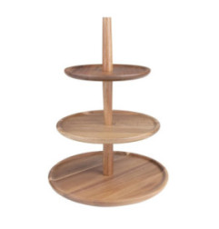 Présentoir en acacia 3 niveaux Olympia 305(Ø) x 395(H)mm