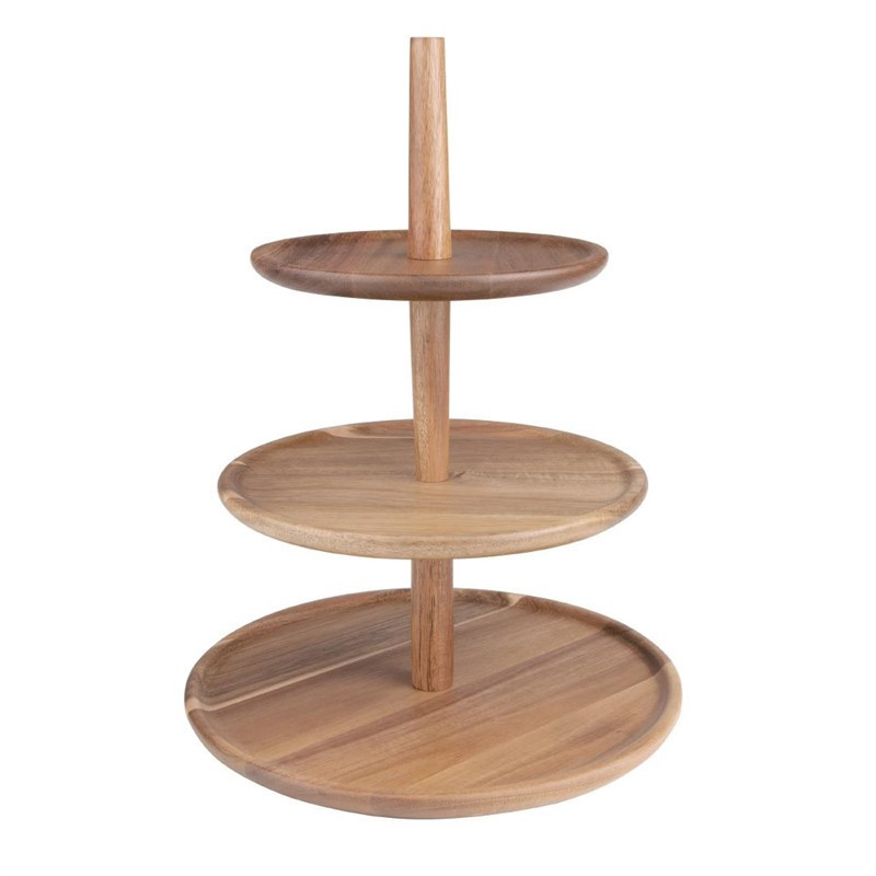 Présentoir en acacia 3 niveaux Olympia 305(Ø) x 395(H)mm