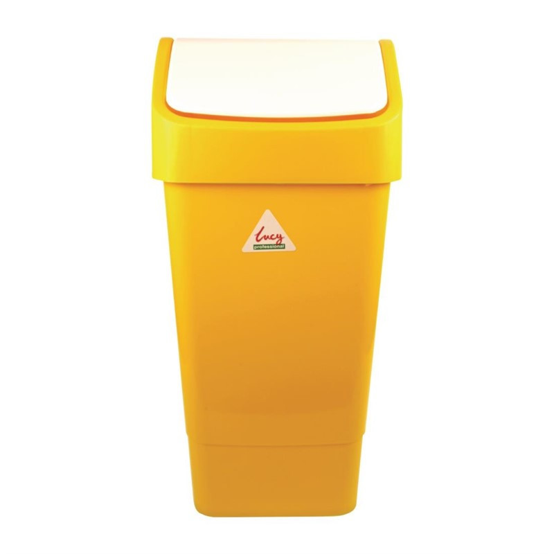 Poubelle polypropylène à couvercle battant SYR jaune 50L