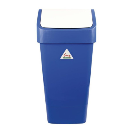 Poubelle polypropylène à couvercle battant SYR bleue 50L