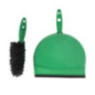 Set balayette à poils doux et pelle Jantex vert