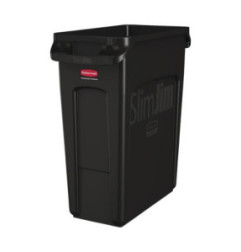 Collecteur de recyclage avec conduits d'aération Rubbermaid Slim Jim noir 60L